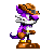 An Espio-turned-into-Nack sprite. this one looks good, not pixelated, but some featured are missing, noticably his large nose, and lack of high shoes.