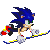 Sonic on a snowboard, with tricks.