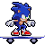 An edit of Manic Lightspeeds "Cell Shaded" Sonic sprite. It is now a Skateboarding animation, with jump. By Ninja.