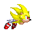 A nice Super Sonic version of Hez's old Sonic sprite. Including flying animations, and more super saiyan styled quills.