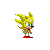 A Mini version of Super Sonic. Using Rlans Mini-Sonic sprite from Sonic CD, this actually looks pretty nifty. The quills are correct, and so it the colour.